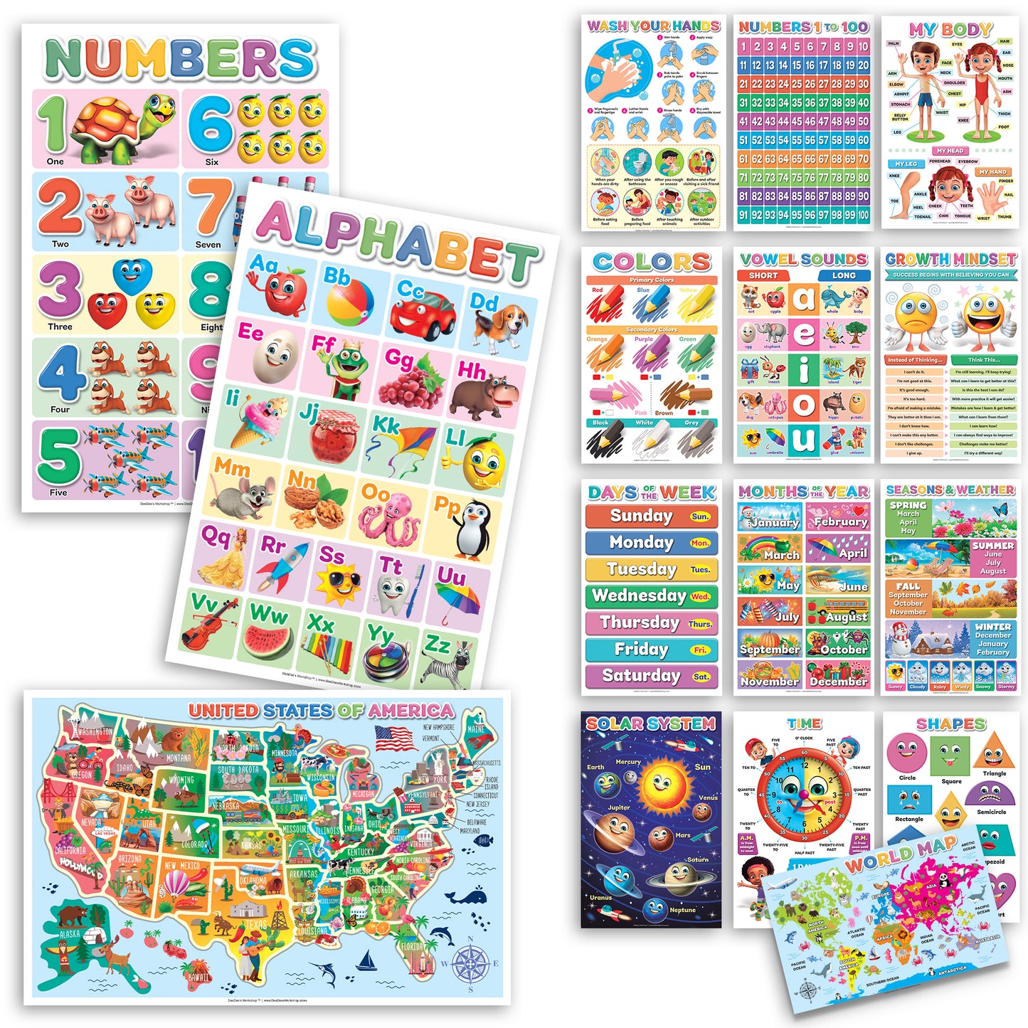 DeeDee's Workshop 16 Classroom Posters (11 x 17 inches)