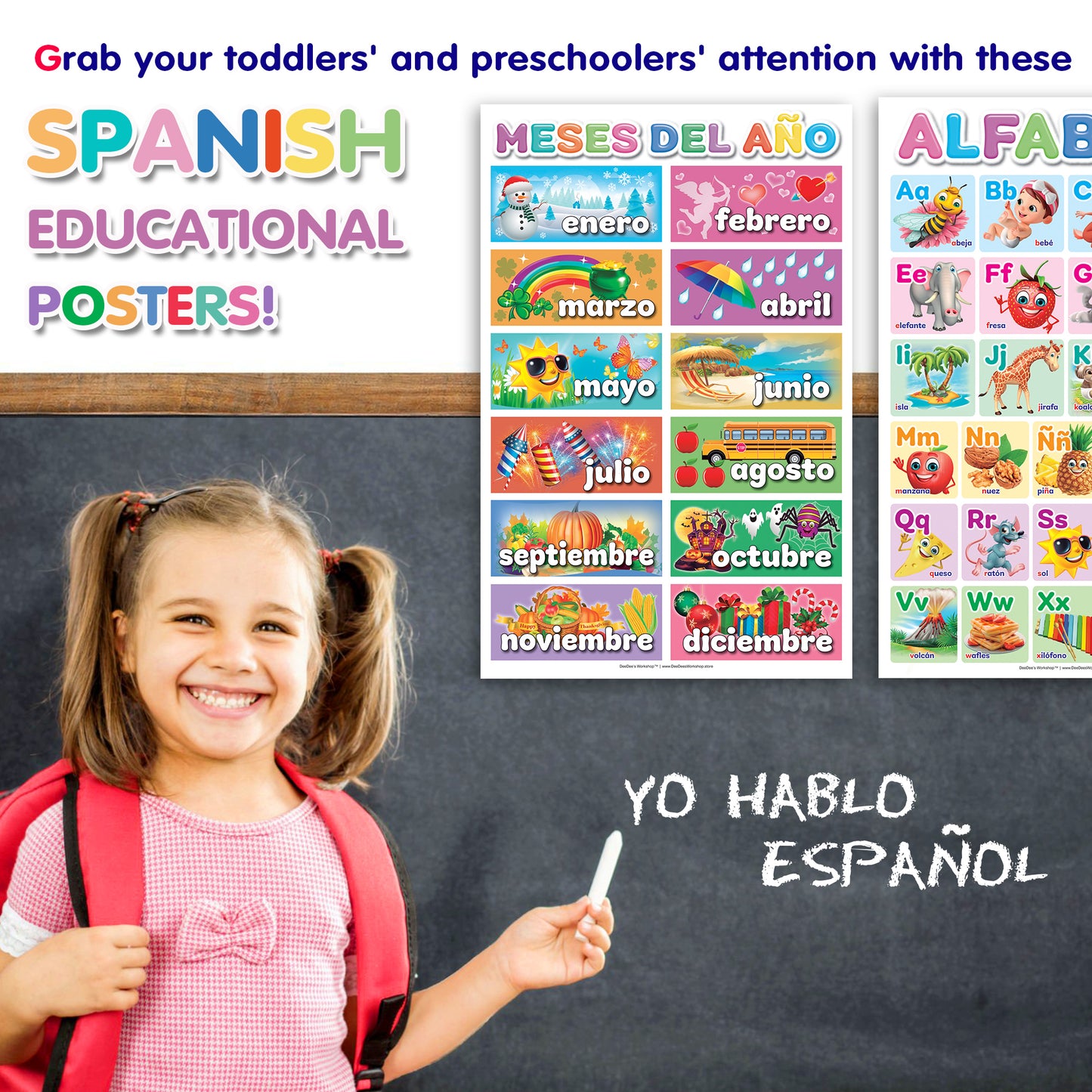 DeeDee's Workshop 16 Spanish Classroom Posters (11 x 17 Inches)