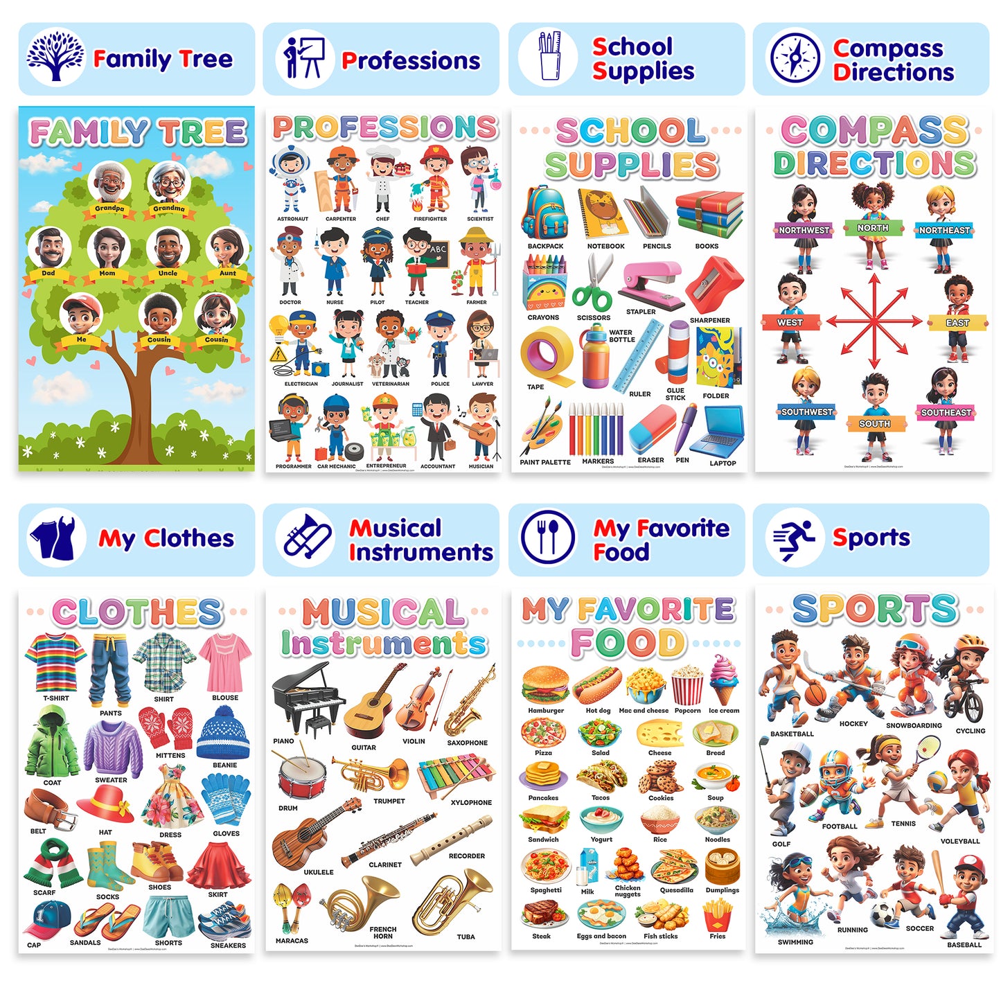 DeeDee's Workshop 16 Educational Posters (English vol. 2)