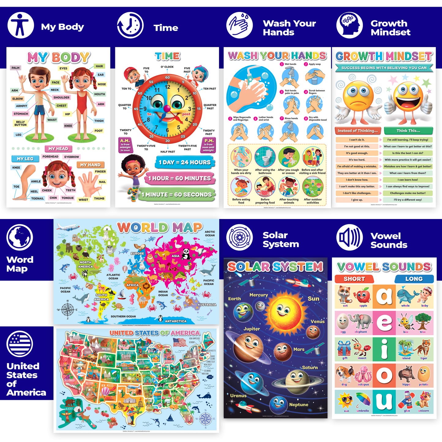 DeeDee's Workshop 16 Classroom Posters (11 x 17 inches)