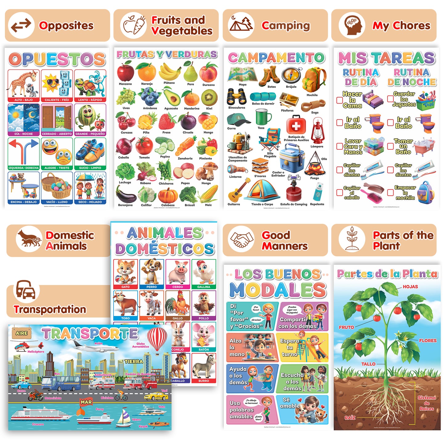 DeeDee's Workshop 16 Spanish Classroom Posters (Spanish vol. 2)