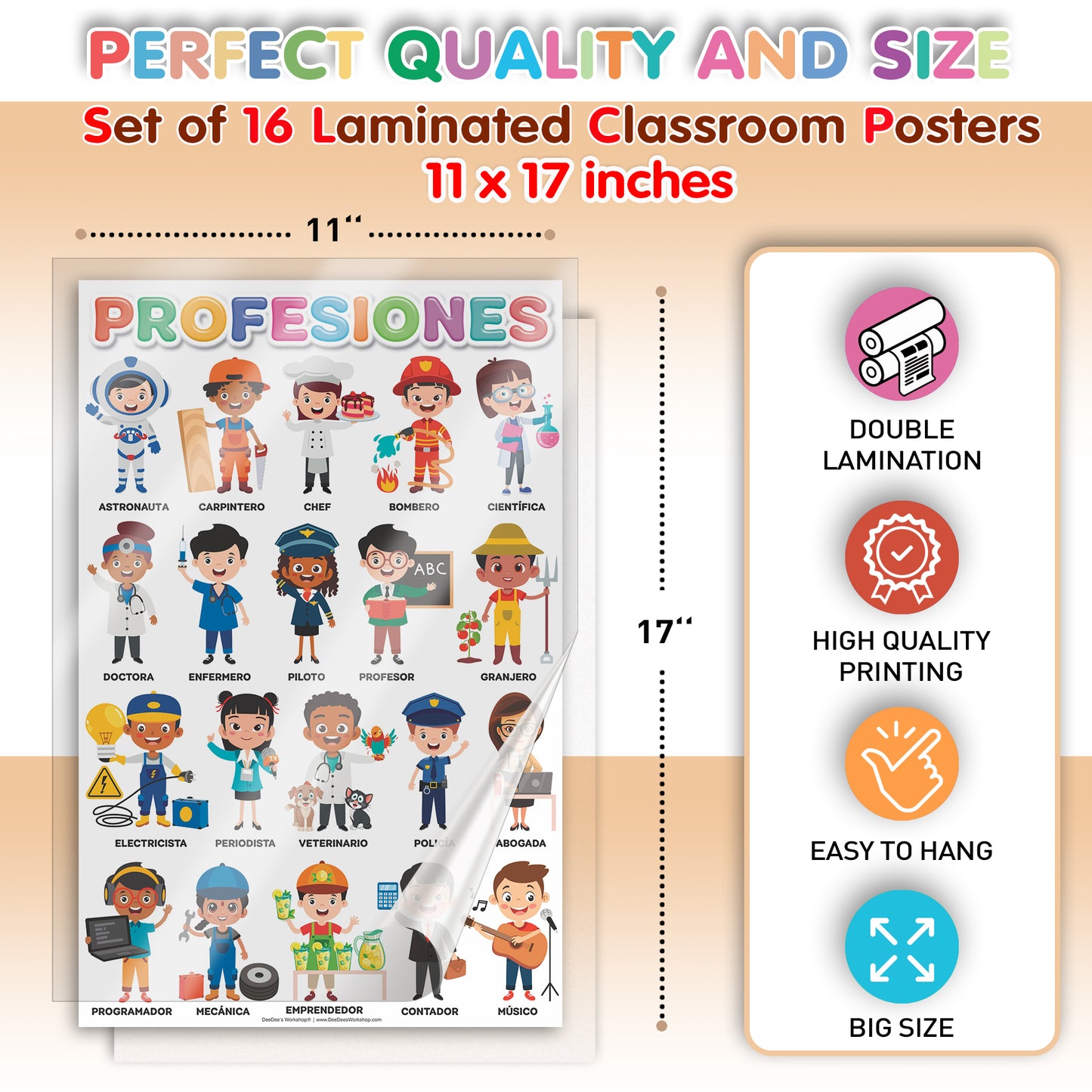 DeeDee's Workshop 16 Spanish Classroom Posters (Spanish vol. 2)