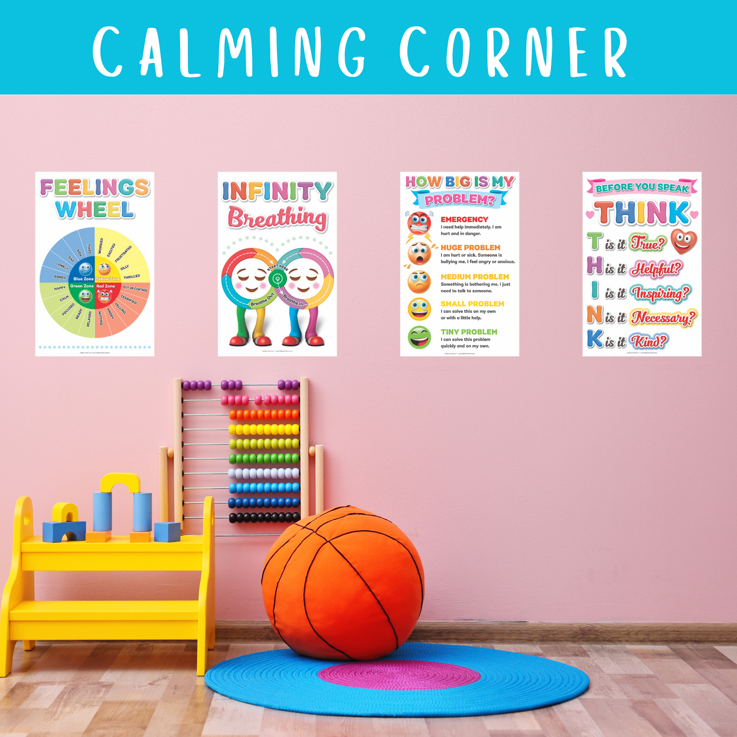 DeeDee's Workshop 4 Feelings Wheel Posters Set of 4 (11 x 17 inches)