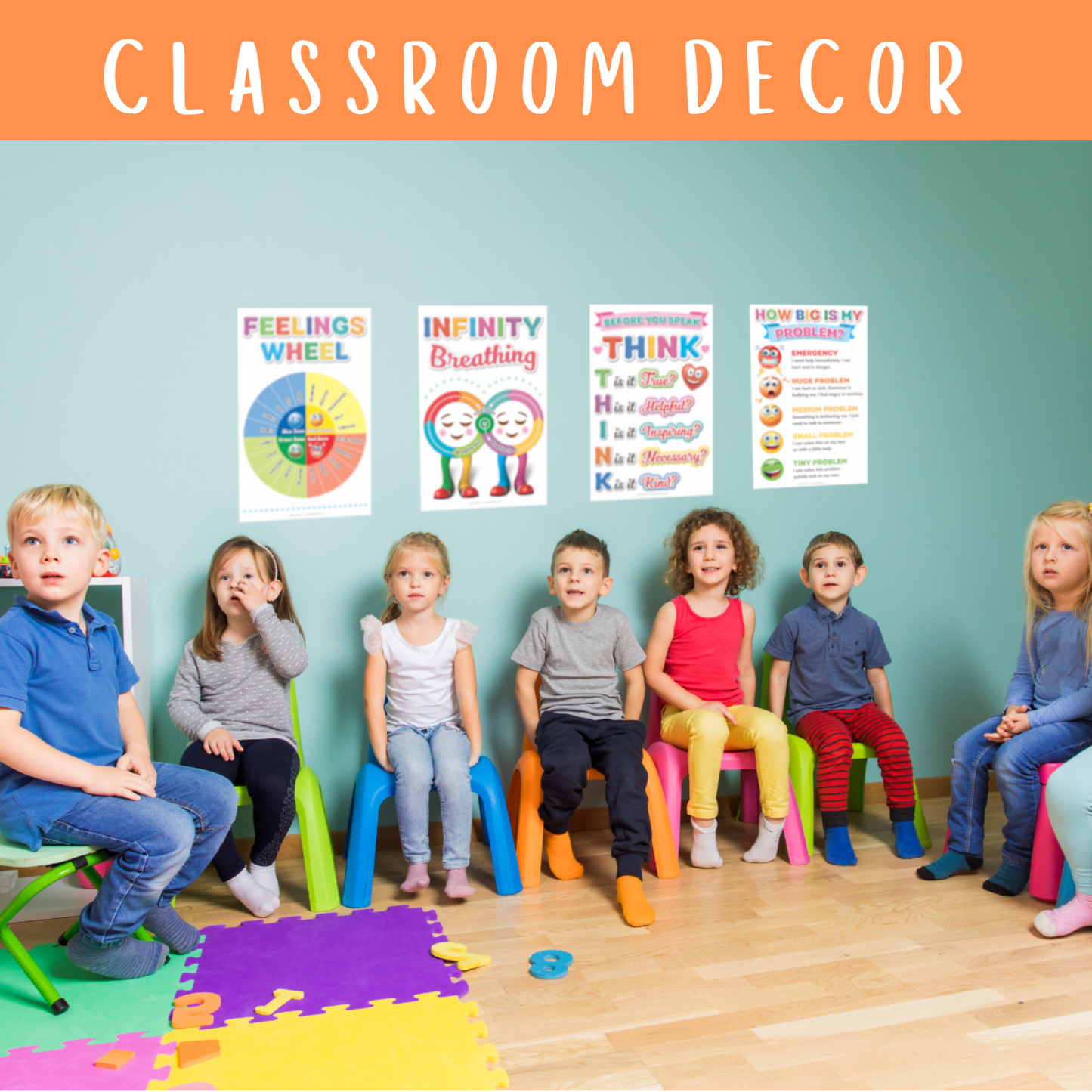 DeeDee's Workshop 4 Feelings Wheel Posters Set of 4 (11 x 17 inches)